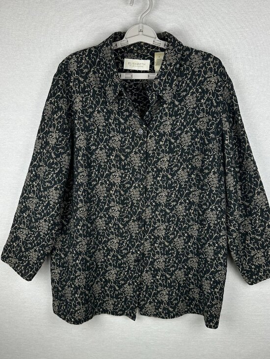 Liz Claiborne Tops - Elizabeth by Liz Claiborne Long Sleeve Collared Button-Down Women's Shirt 1X